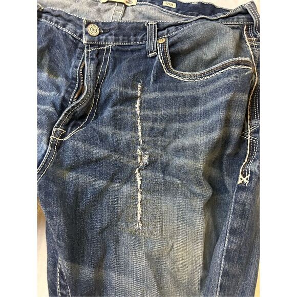 Ariat 42/34 men’s relaxed boot cut M4 jeans distressed denim rn#105037 distresse - Picture 5 of 12